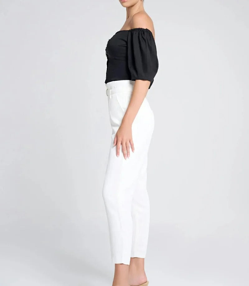 Black off-shoulder button top