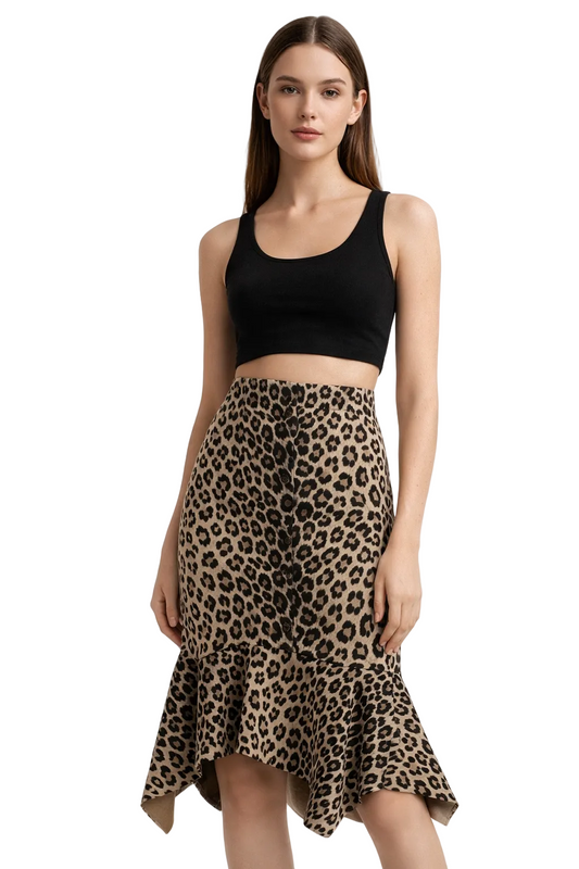 Leopard print ruffle skirt