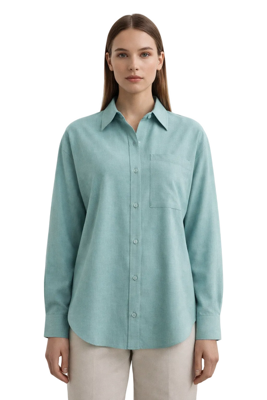 Mint green button-up blouse