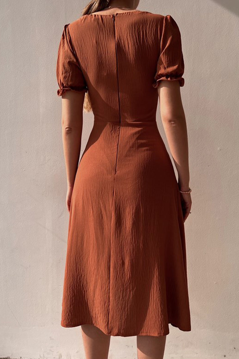 Women's A-Line Dress with V-Neck and Slit