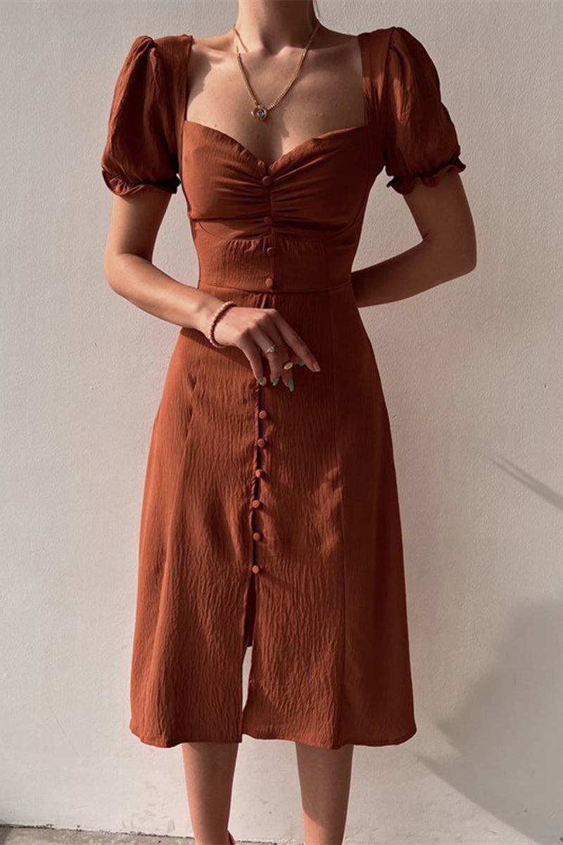 Women's A-Line Dress with V-Neck and Slit