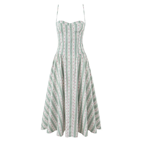 Women's A-Line Midi Dress with Spaghetti Straps