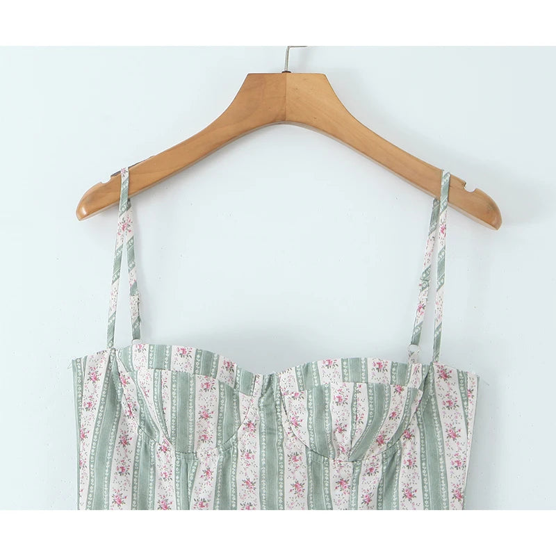 Women's A-Line Midi Dress with Spaghetti Straps