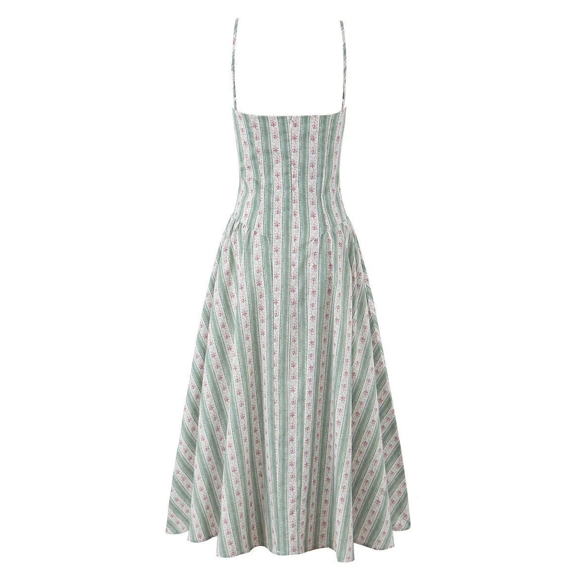 Women's A-line Summer Midi Dress with Spaghetti Straps