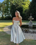 Women's A-line Summer Midi Dress with Spaghetti Straps