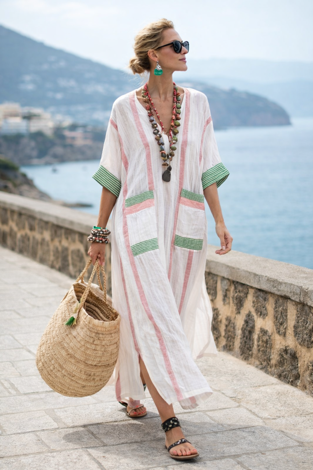 Women's Airy Beach Summer Dress with V-Neck