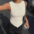 Women's Asymmetrical Hem Lace Tank Top