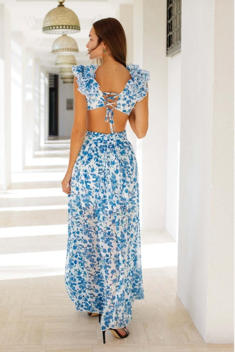 Women's Backless Floral Maxi Dress for Summer