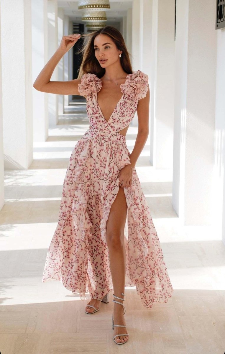 Women's Backless Floral Maxi Dress for Summer