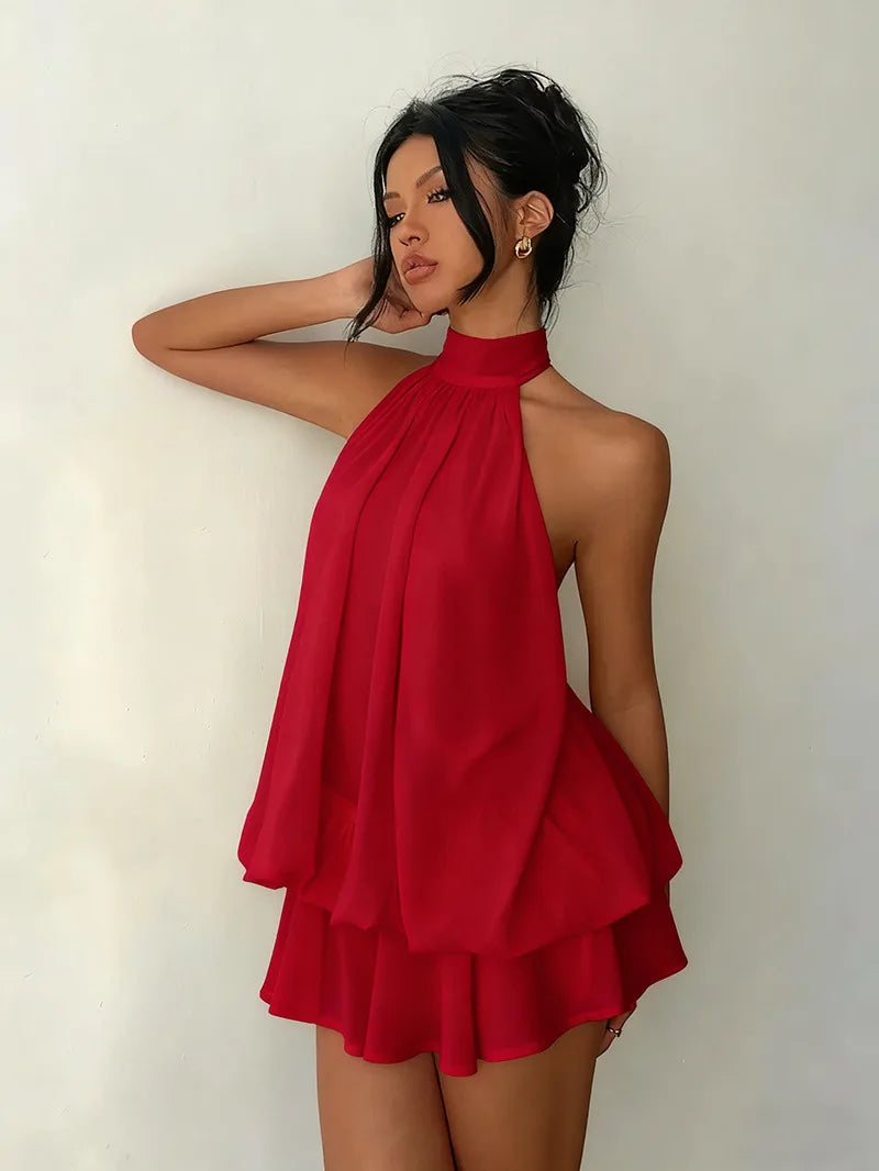 Women's Backless Halter Neck Mini Dress