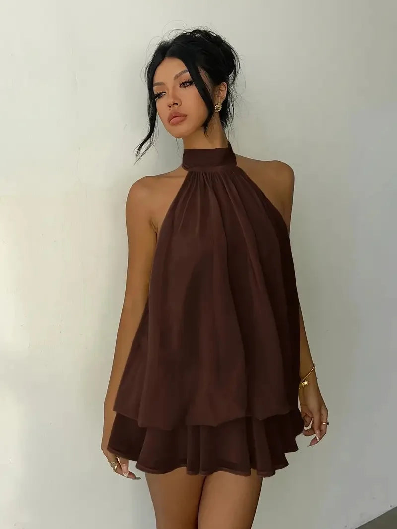 Women's Backless Halter Neck Mini Dress
