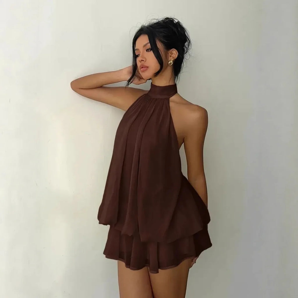 Women's Backless Halter Neck Mini Dress