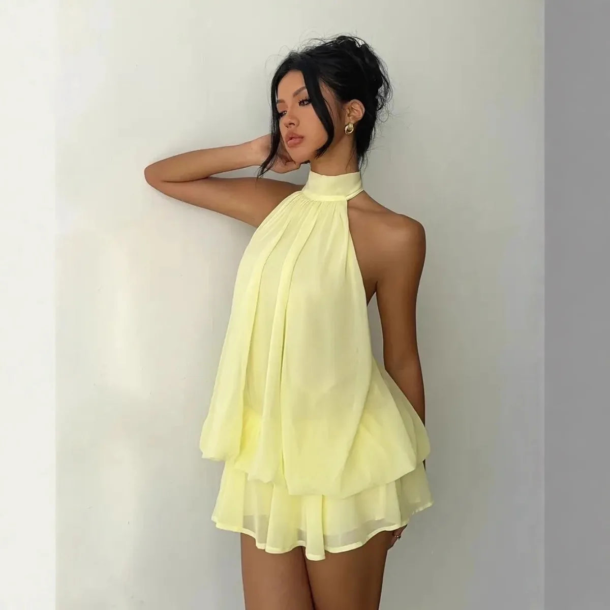 Women's Backless Halter Neck Mini Dress