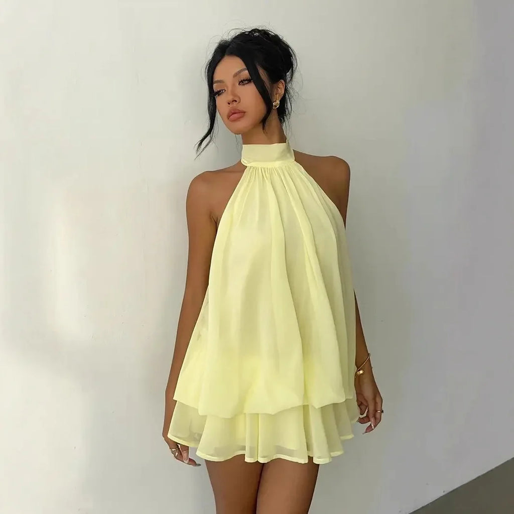 Women's Backless Halter Neck Mini Dress