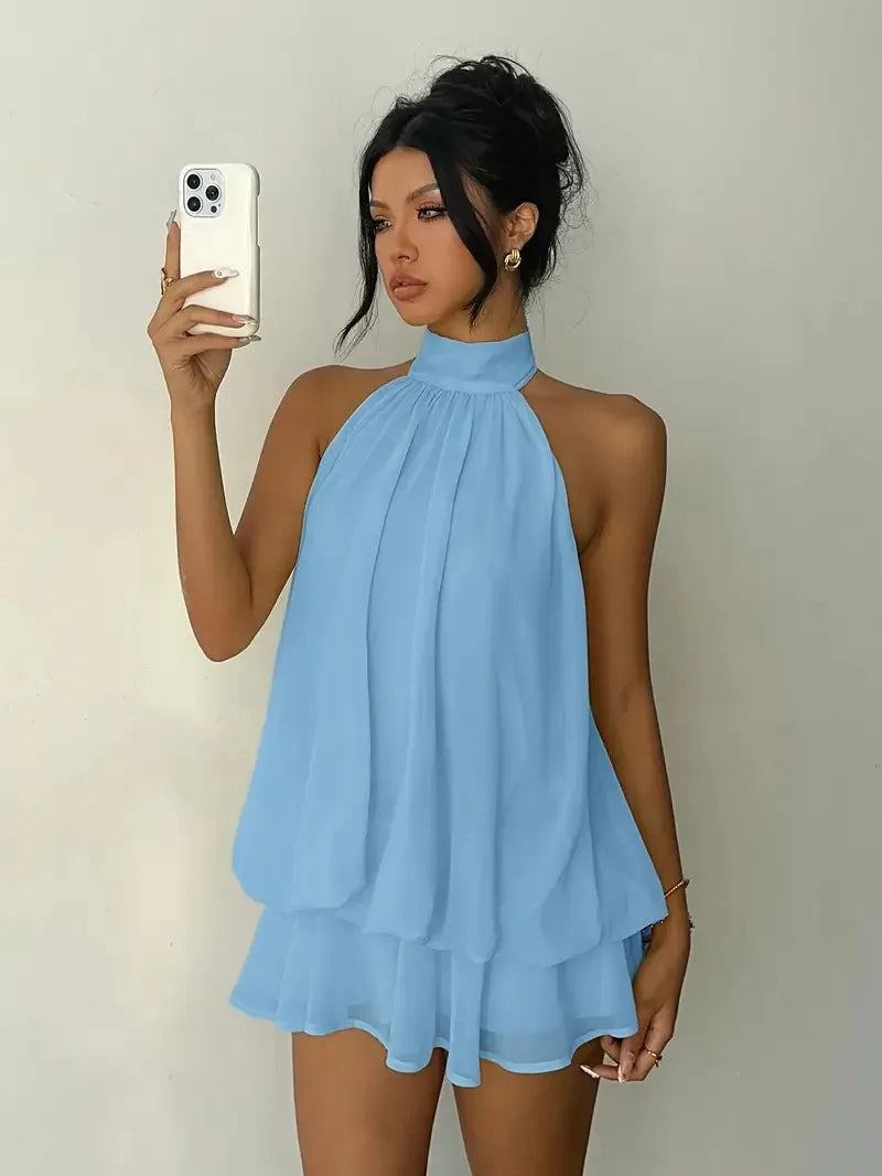 Women's Backless Halter Neck Mini Dress