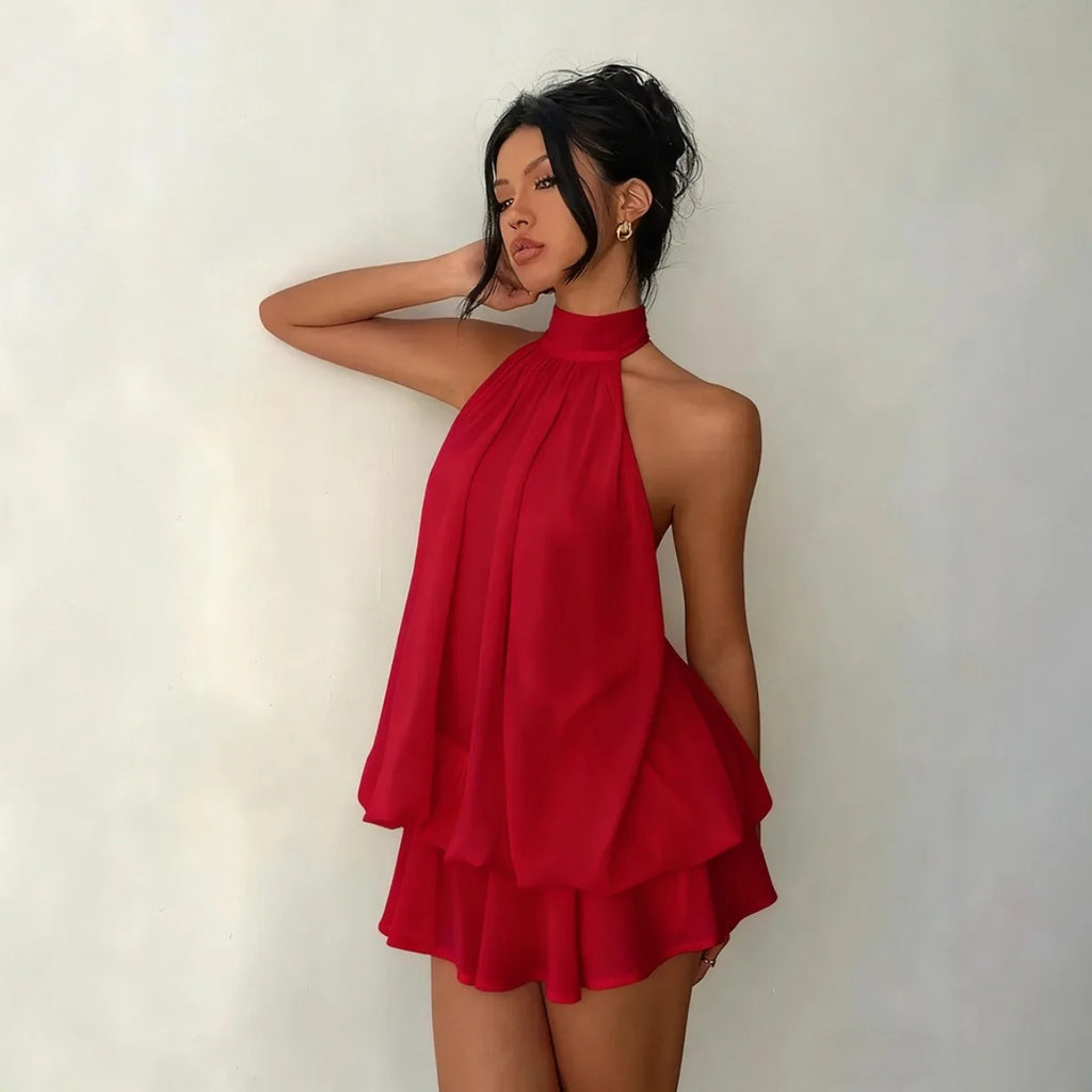 Women's Backless Halter Neck Mini Dress