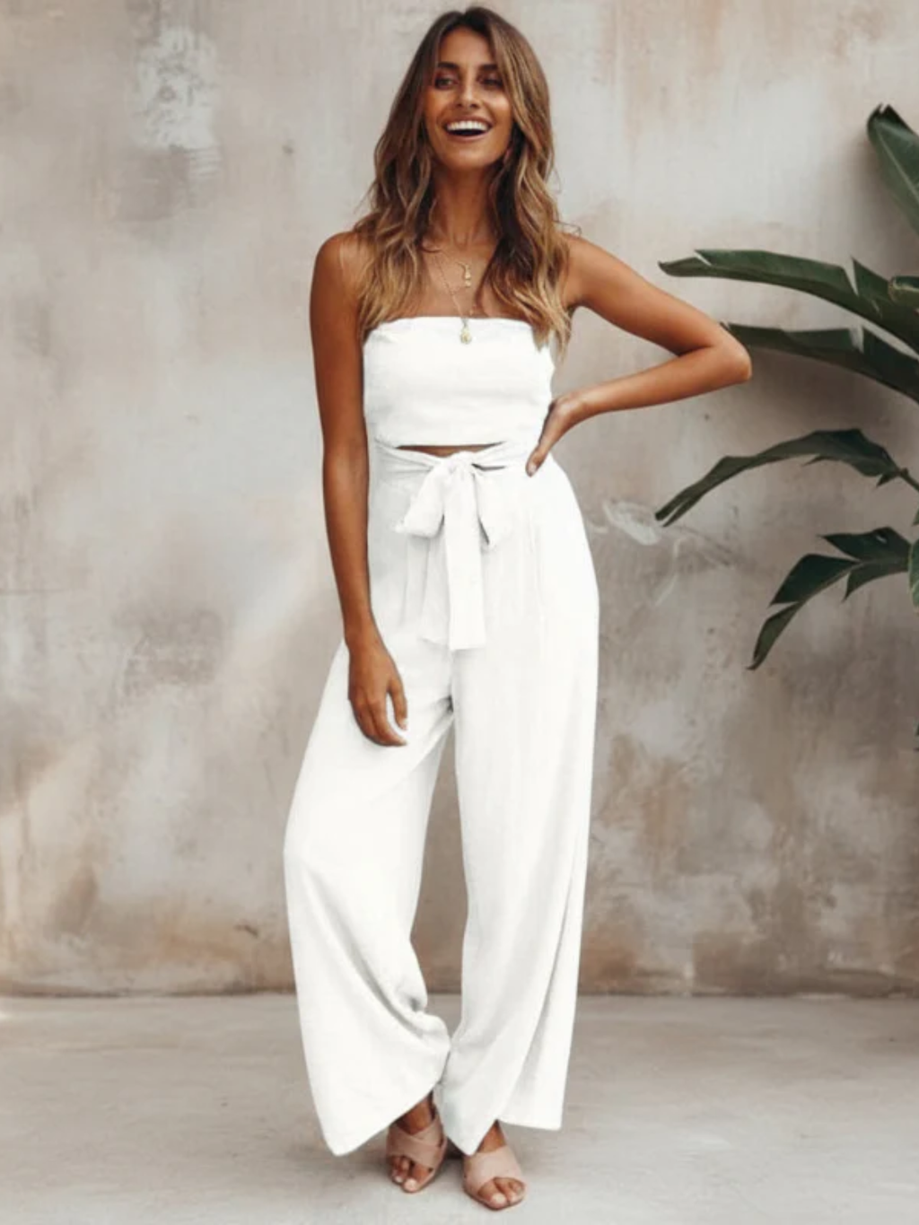 Women's Backless Wide Leg Jumpsuit