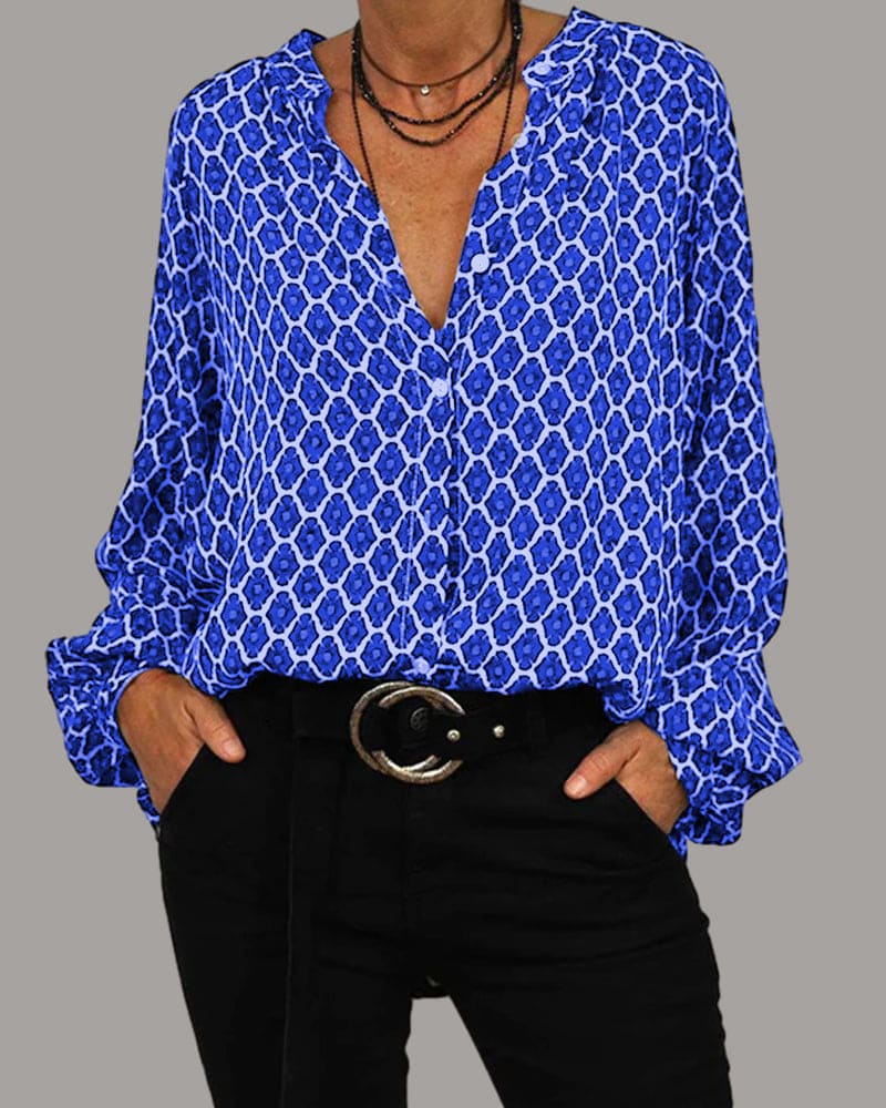 Women's Boho Chic V-Neck Blouse