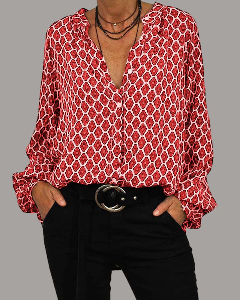 Women's Boho Chic V-Neck Blouse