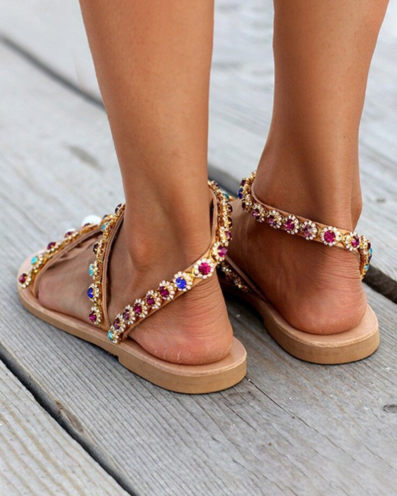 Women's Casual Peep Toe Flat Sandals
