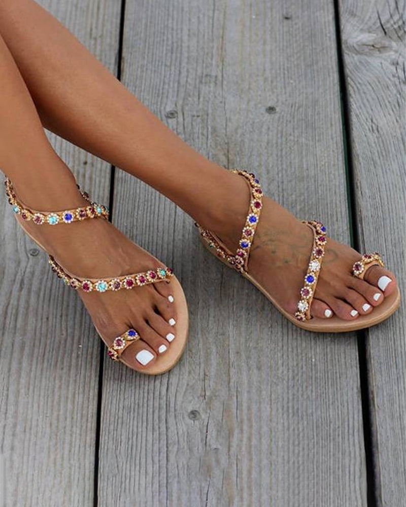 Women's Casual Peep Toe Flat Sandals