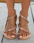 Women's Casual Peep Toe Flat Sandals
