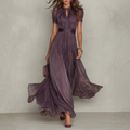 Women's Chiffon Maxi Dress with Lace Trim