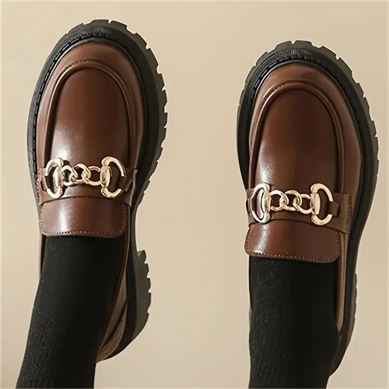 Women's Chunky Loafers with Chain Detail
