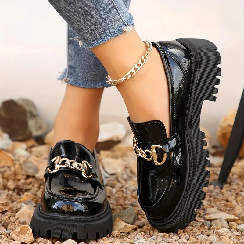 Women's Chunky Loafers with Chain Detail