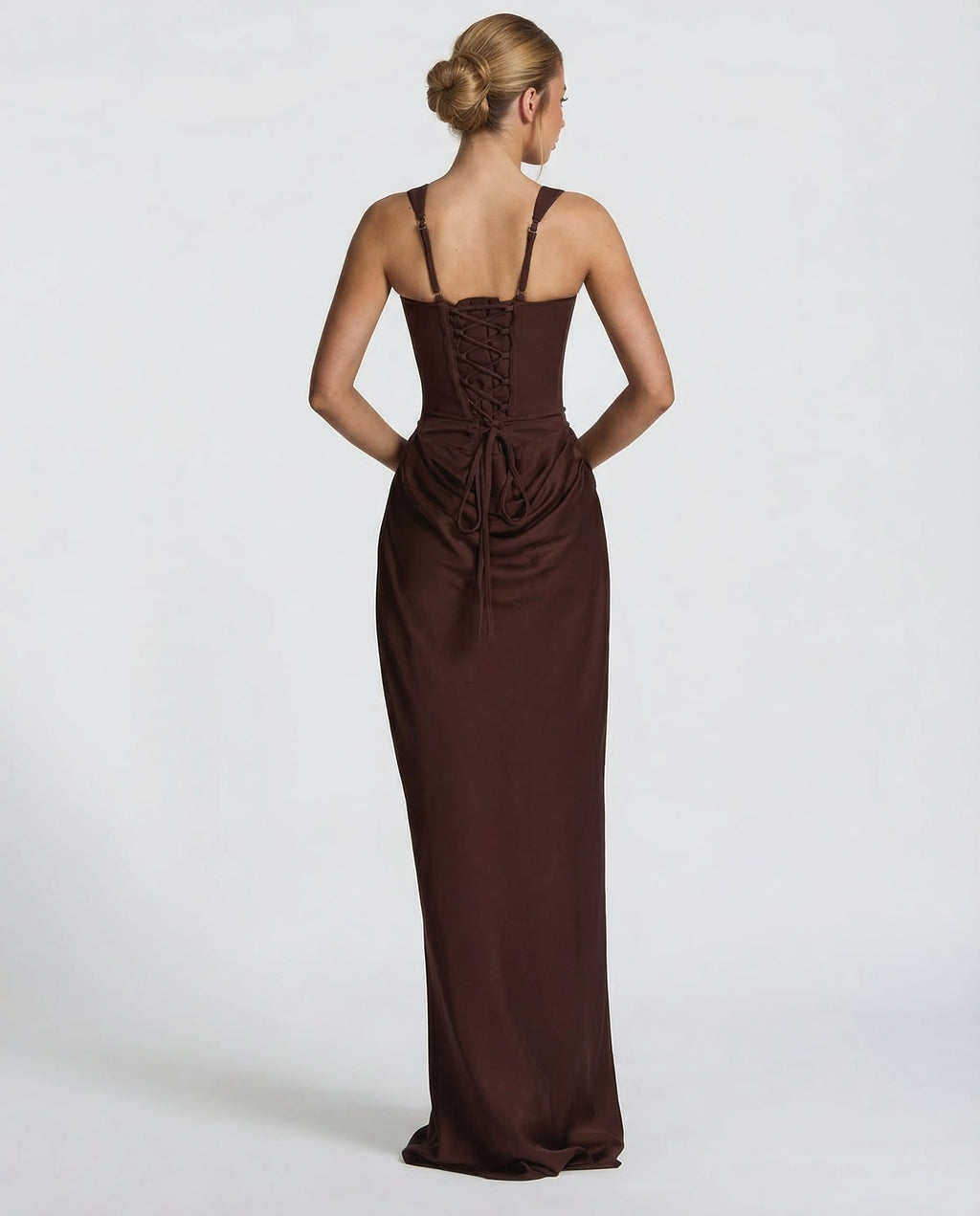 Women's Corset Maxi Dress with Square Neckline