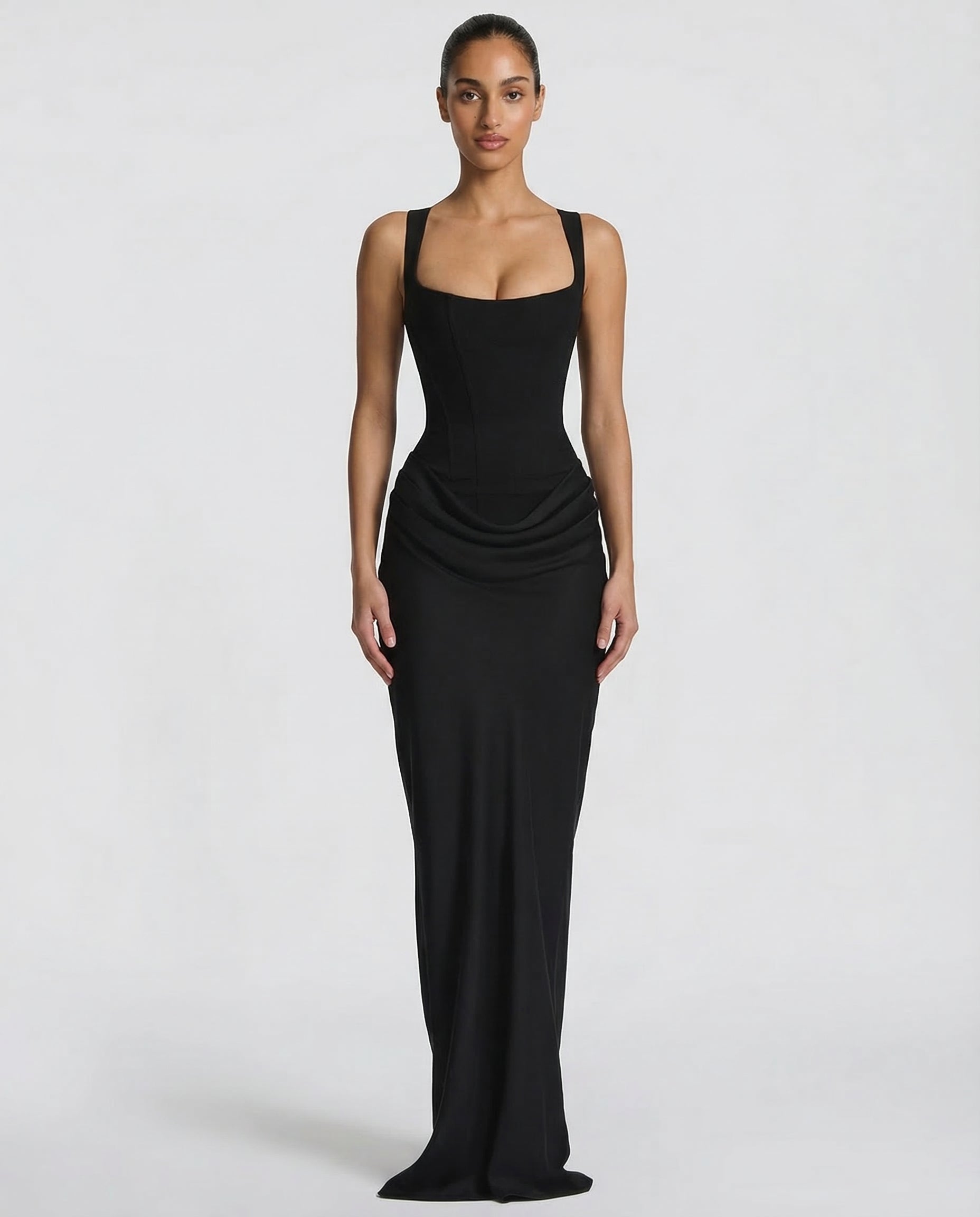 Women's Corset Maxi Dress with Square Neckline