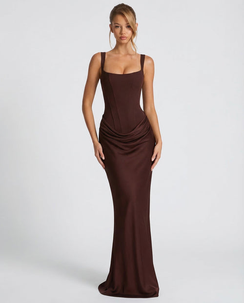 Women's Corset Maxi Dress with Square Neckline
