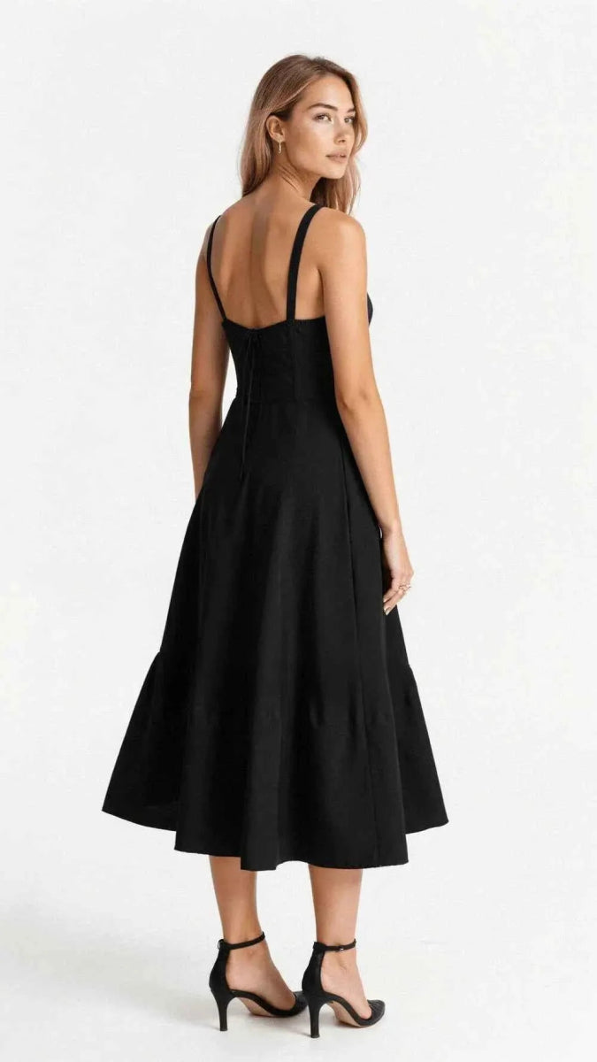 Women's Corset Midi Dress with Sweetheart Neckline