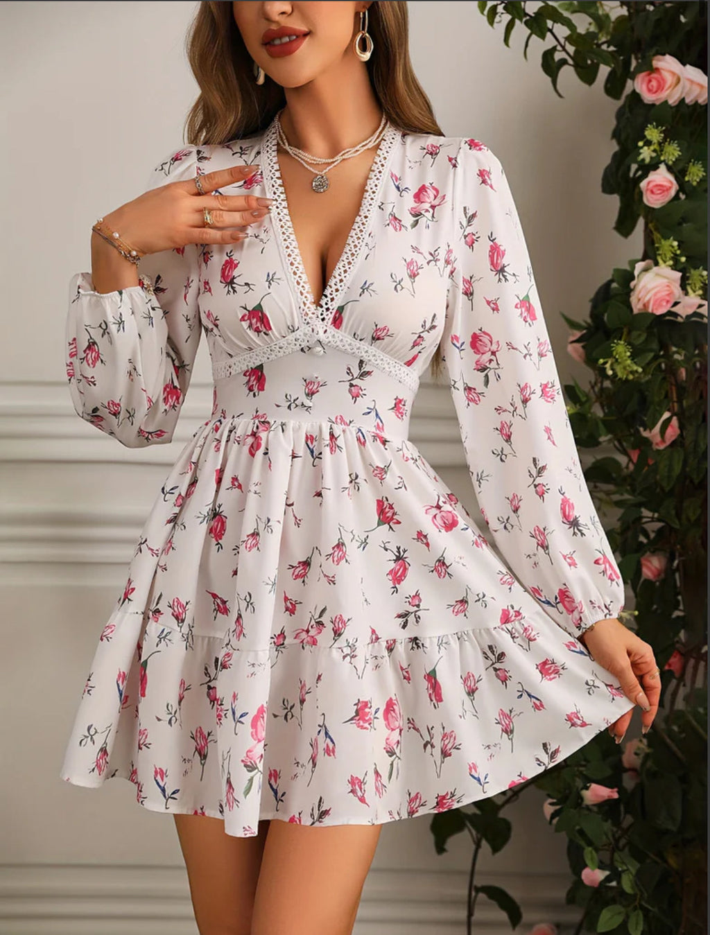 Women's Crochet Lace Mini Dress