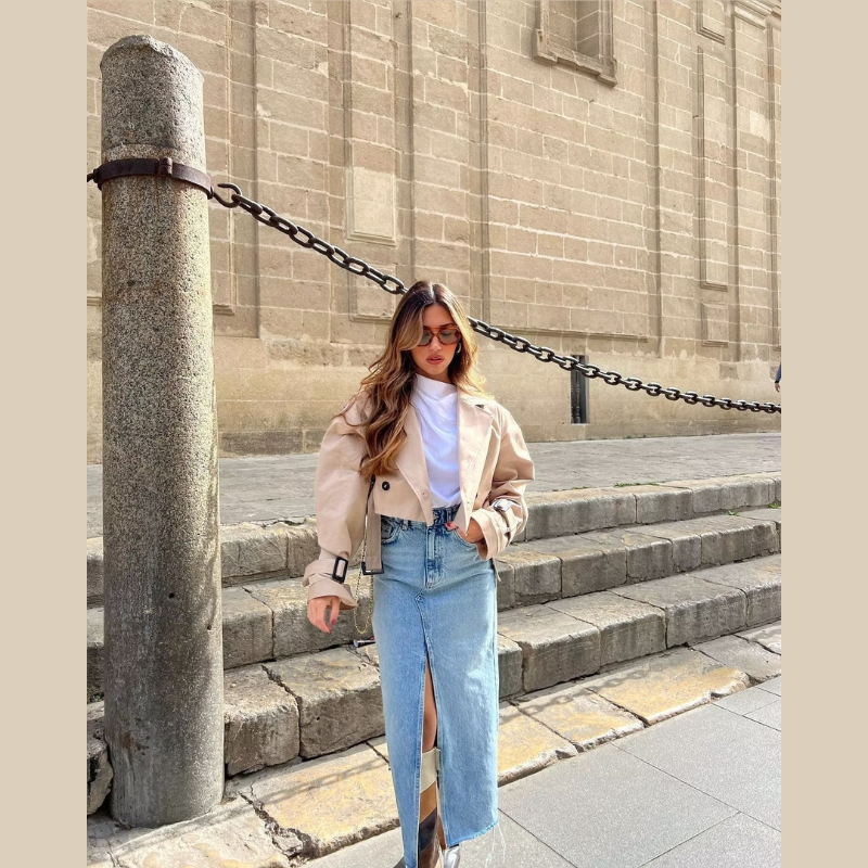 Women's Cropped Mini Trench Coat
