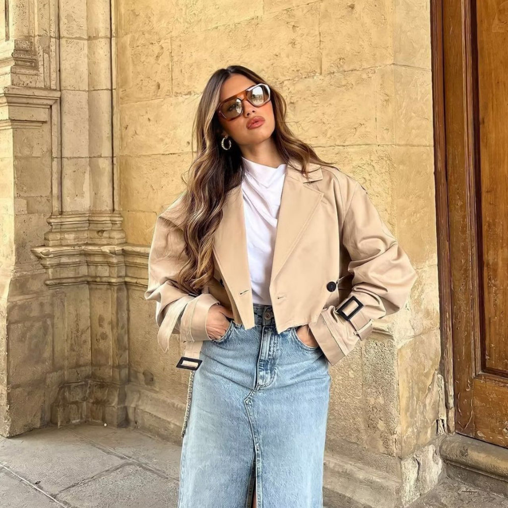 Women's Cropped Mini Trench Coat