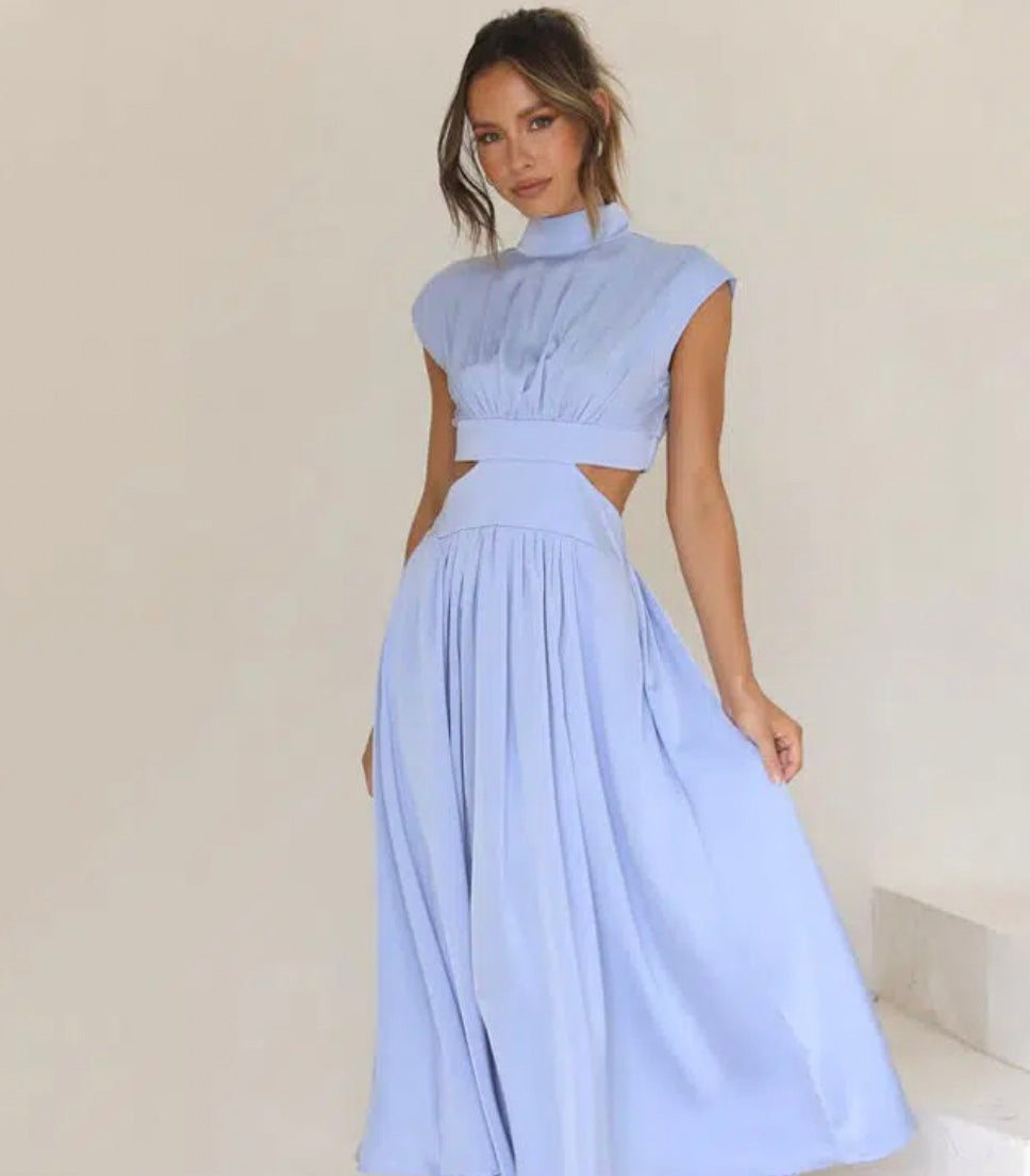 Women's Cut Out Mock Neck Maxi Dress