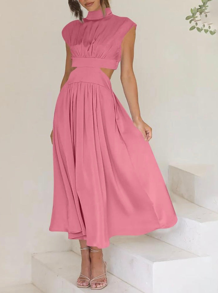 Women's Cut Out Mock Neck Maxi Dress
