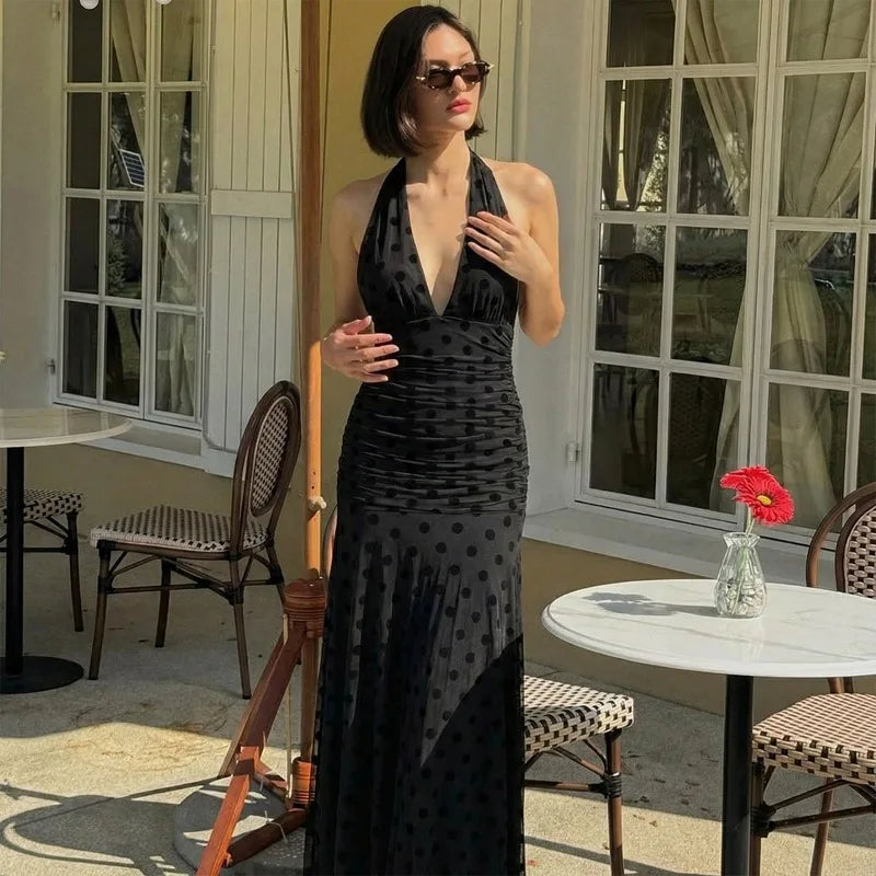 Women's Deep V Neck Maxi Dress for Summer Parties
