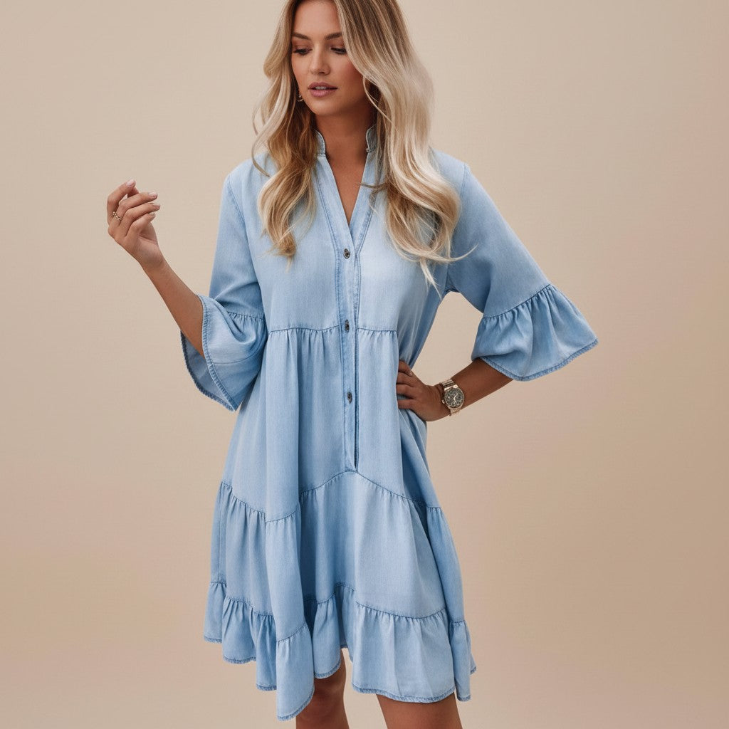 Women's Denim Look Midi Dress