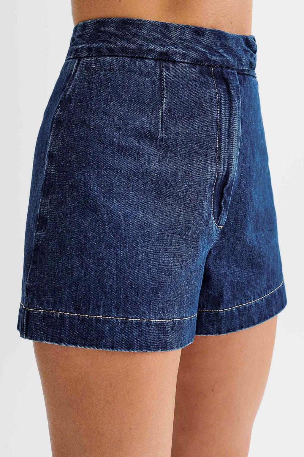 Women's Denim Vest and High-Waist Shorts Set