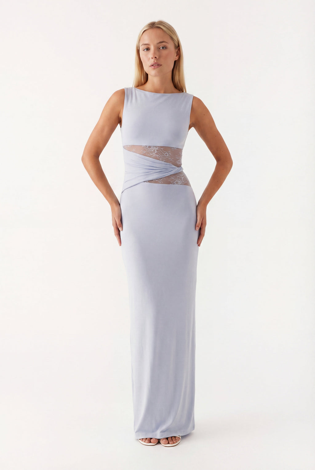 Women's Elegant Lace Waist Maxi Dress