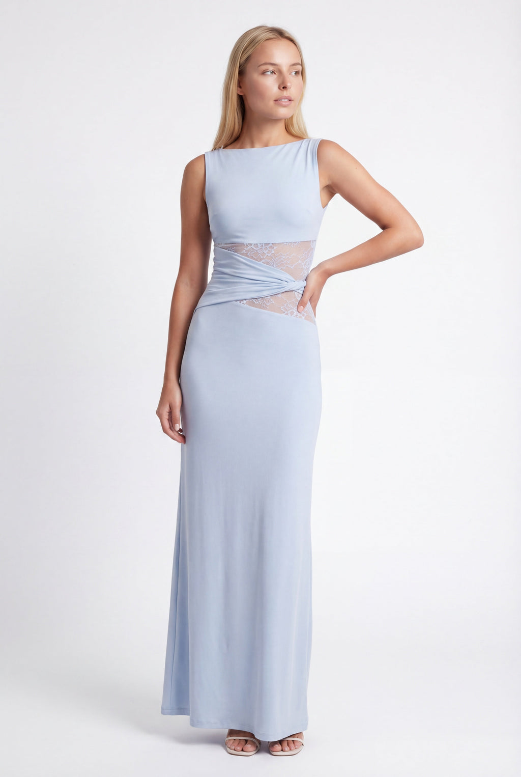 Women's Elegant Lace Waist Maxi Dress