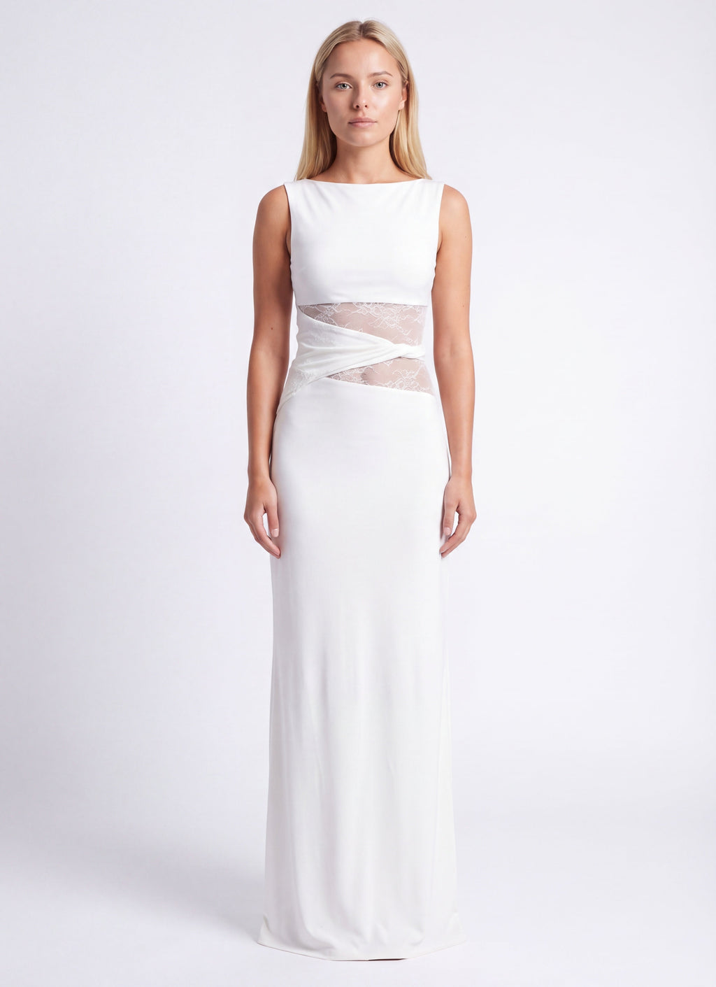 Women's Elegant Lace Waist Maxi Dress