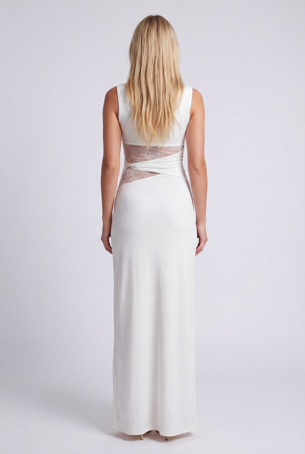 Women's Elegant Lace Waist Maxi Dress