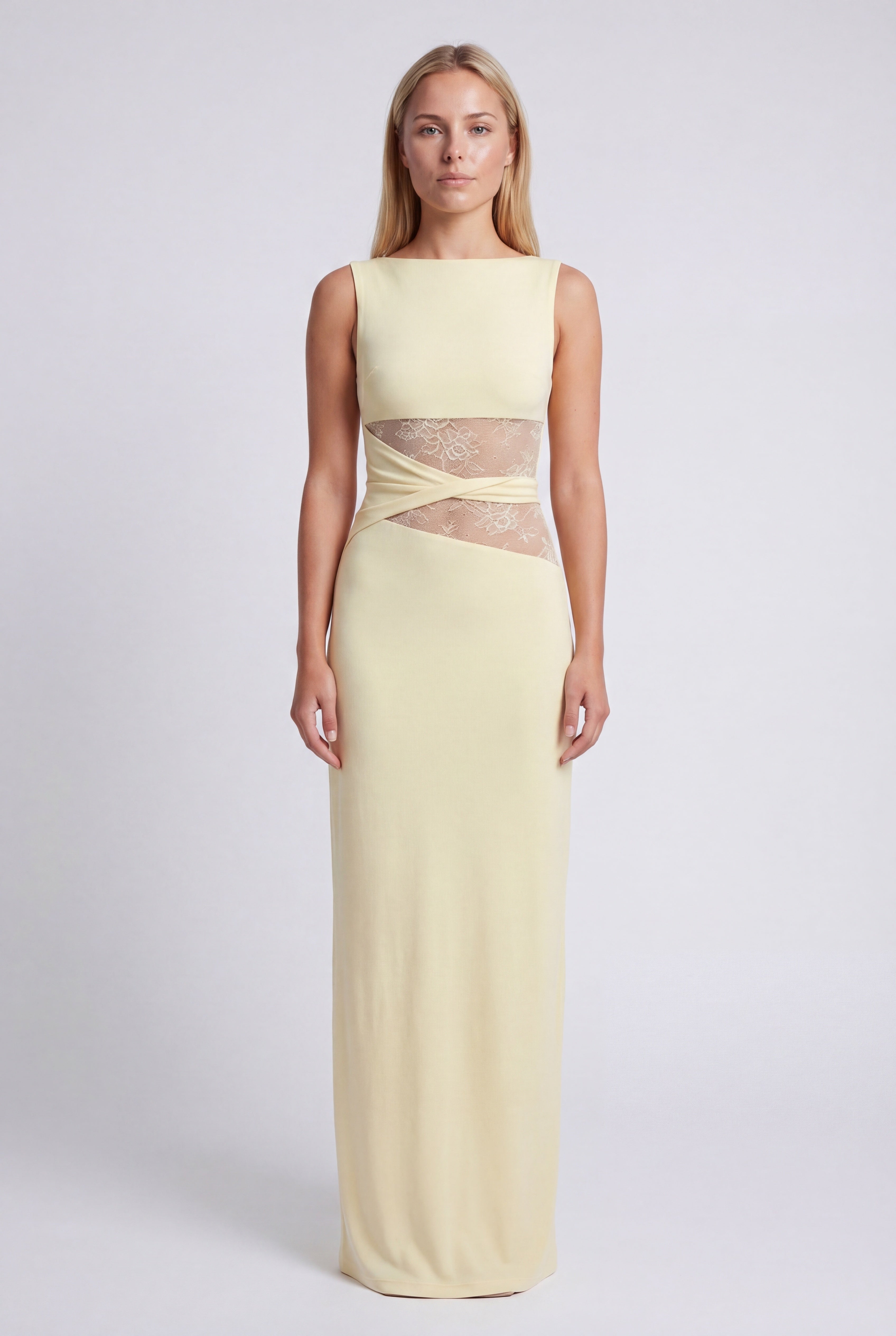 Women's Elegant Lace Waist Maxi Dress