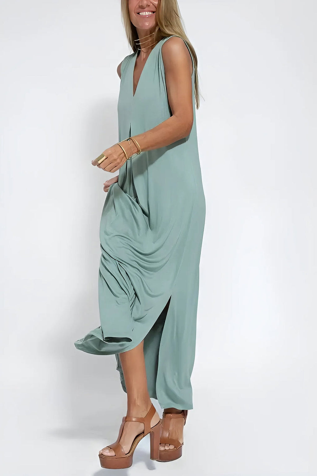 Women's Elegant Long Dress and Cardigan Set