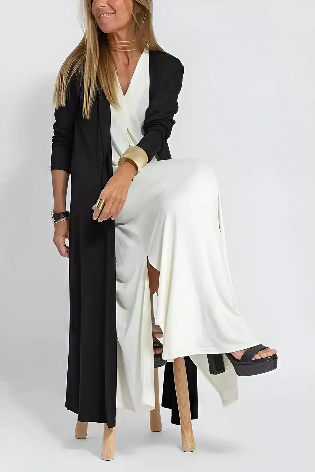 Women's Elegant Long Dress and Cardigan Set