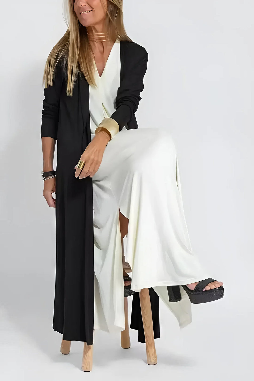 Women's Elegant Long Dress and Cardigan Set
