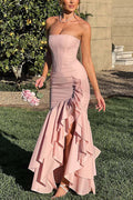 Women's Elegant Maxi Prom Dress with Ruffle Hem